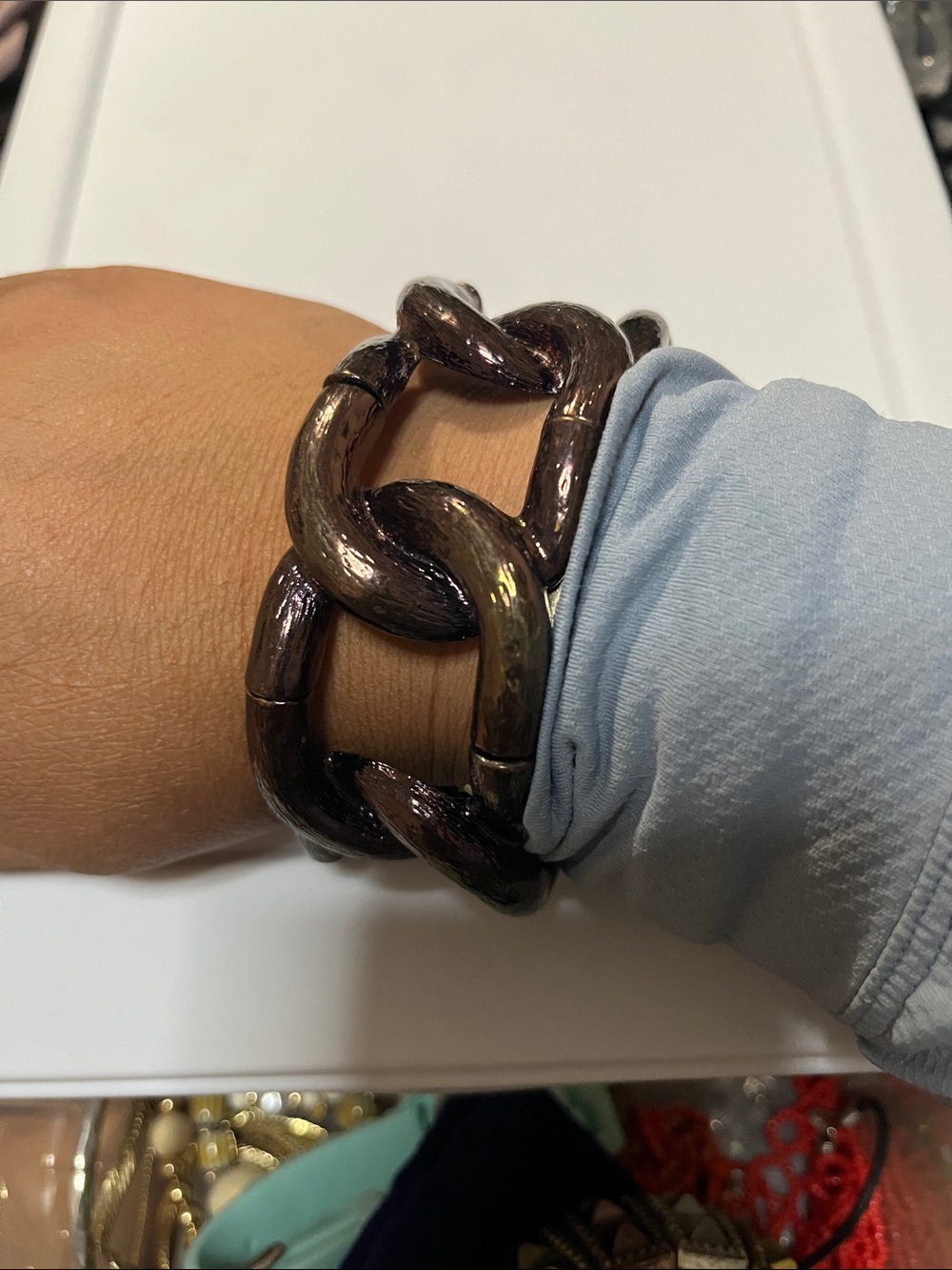 Chunky Metallic Brown Link Bracelet